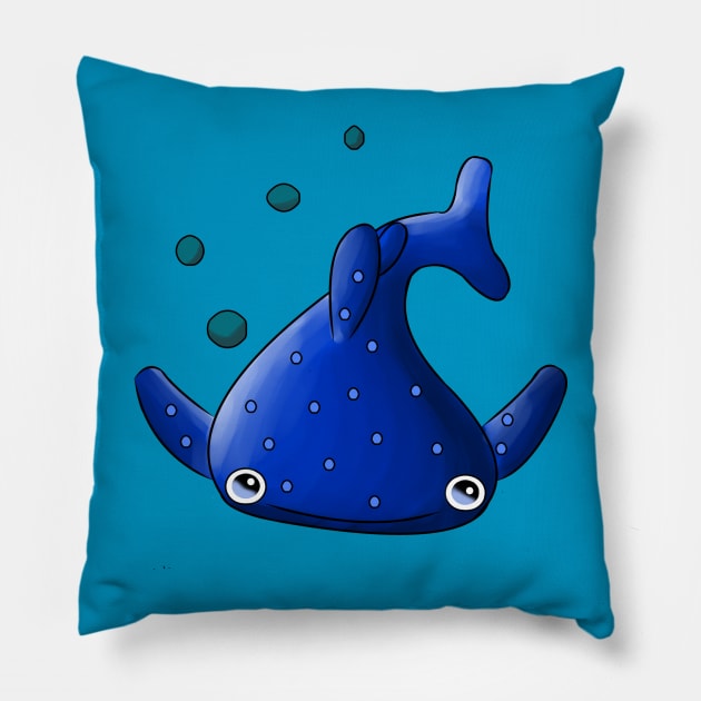 Kawaii Blue Whale Pillow by cmjshop