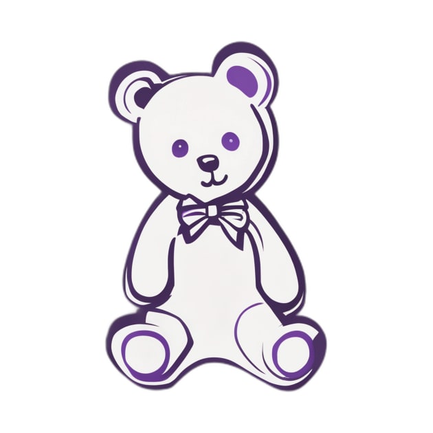 Charming Purple Bow Tie Teddy Bear Illustration No. 618 by cornelliusy