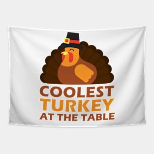 Coolest turkey at the table funny thanksgiving holiday Tapestry