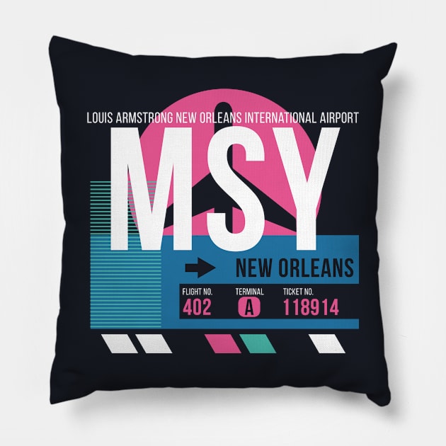 New Orleans (MSY) Airport Code Baggage Tag Pillow by SLAG_Creative