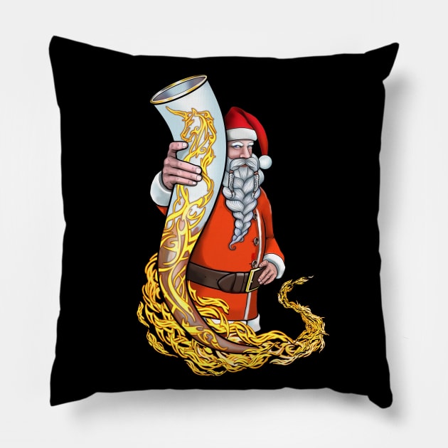 Nordic Viking Santa with his favorite Horn Pillow by SafSafStore