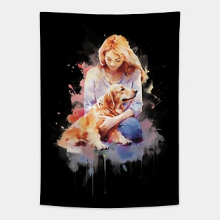 Woman with Dog, Dog Mum Tapestry