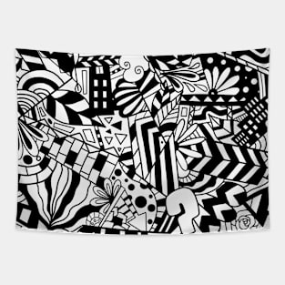 Black and white art abstract pattern Tapestry