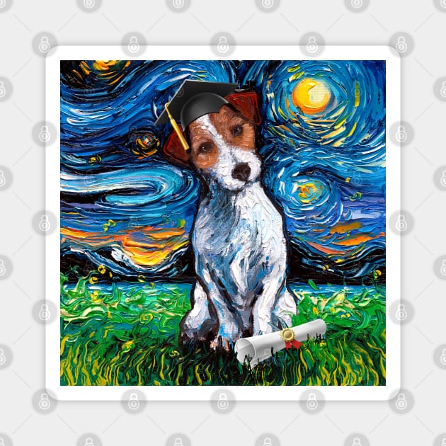 Jack Russell Starry Night Graduation Magnet by sagittariusgallery