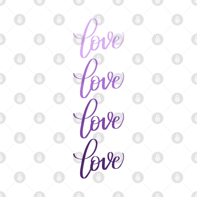 Love in Modern Calligraphy in Purple Gradient by Kelly Gigi