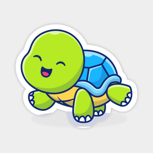 Cute Turtle Doing Yoga Cartoon Magnet