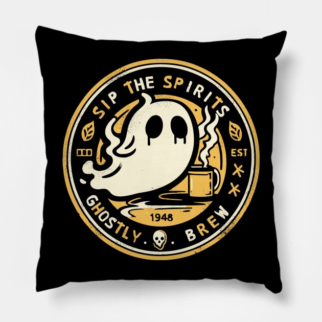 Sip the Spirits ghostly brew Pillow by Lima's