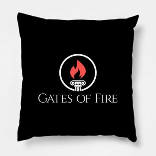 Gates of Fire white on black Pillow