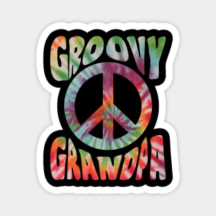 Groovy Hippie Tie Dye Vintage Peace Sign Groovy Grandpa Magnet