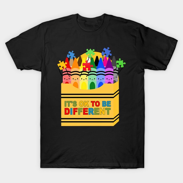 Autism Awareness Crayons It's Ok To Be Different Shirt Autism Awareness Crayons It's Ok To Be Different Shirt