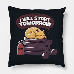 I will start tomorrow black by Tobe Fonseca Pillow