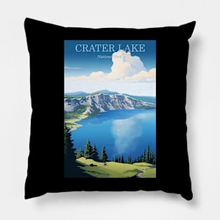 Crater Lake National Park Travel Poster Pillow