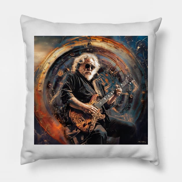 Jerry Garcia The Wheel Pillow by IconsPopArt