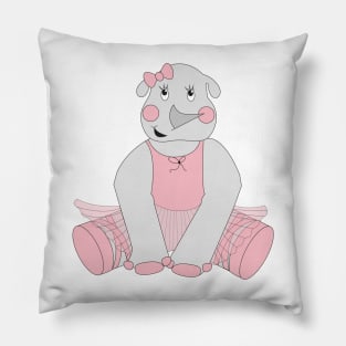 Pink Ballerina Rhino In Tutu Digital Art | Melanie Jensen Illustrations Pillow