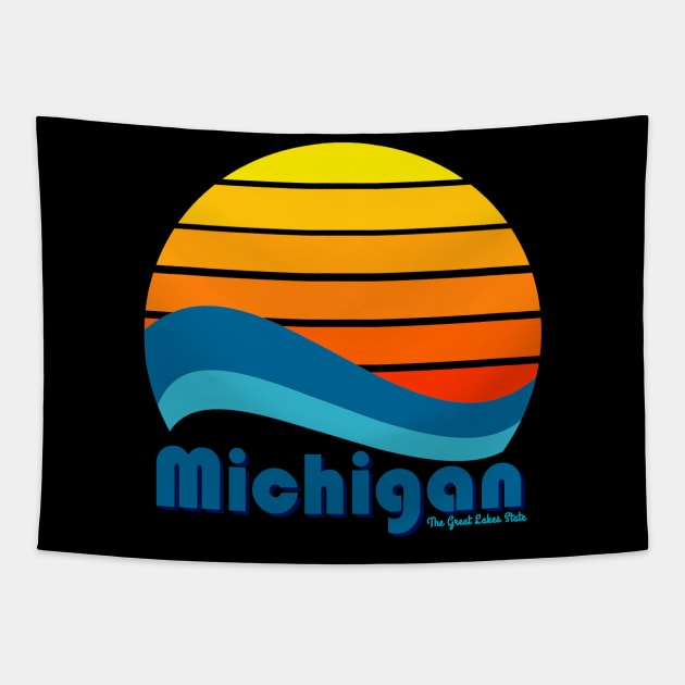 Michigan Sunset Tapestry by Megan Noble