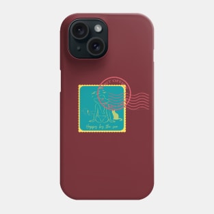 HAPPY BY THE SEA  CAT MOM POST STAMP Phone Case