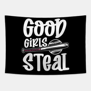 Good Girls Steal Softball Tapestry