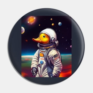 Cute Duck In Space Pin