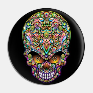 Skull Decorative Psychedelic Colors Pin