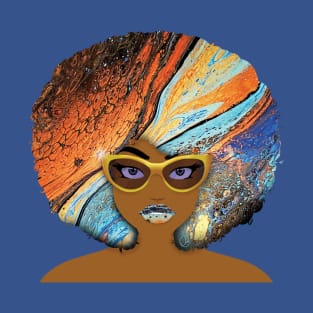 Galaxy Girl Blue Afro T-Shirt