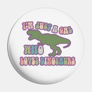 Just a Gal Who Loves Dinosaurs Retro T-Shirt | Back to School Gift Pin