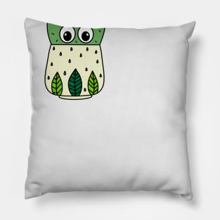 Cute Cactus Design #352: Prickly Pear Cactus In Leafy Pot Pillow