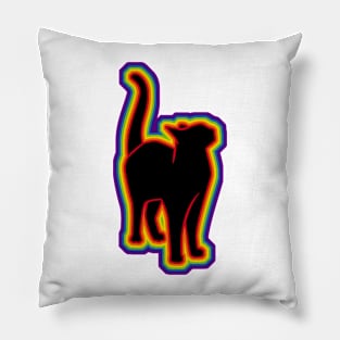 LGBTQ+ rainbow CAT silhouette Pillow