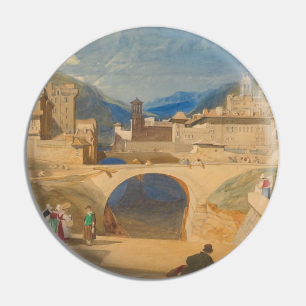 Bridge in a Continental Town by John Sell Cotman Pin by Classic Art Stall