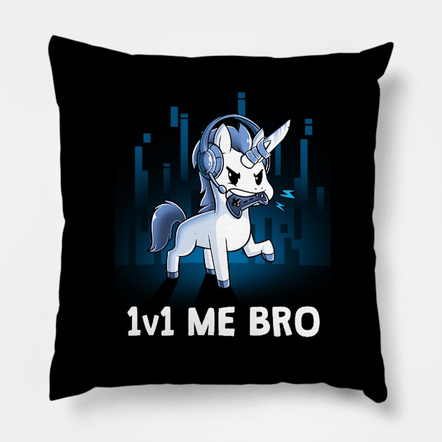 Cute Funny Cool Unicorn Gaming Video Lover  Sarcastic Humor Quote Animal Lover Artwork Pillow by LazyMice