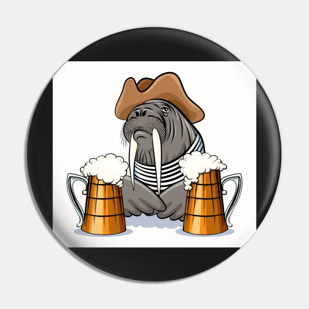 Humorous illustration of walrus with mugs full of beer. Pin by devaleta