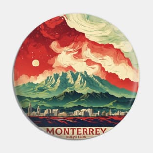 Monterrey Nuevo Leon Mexico Vintage Tourism Travel Pin