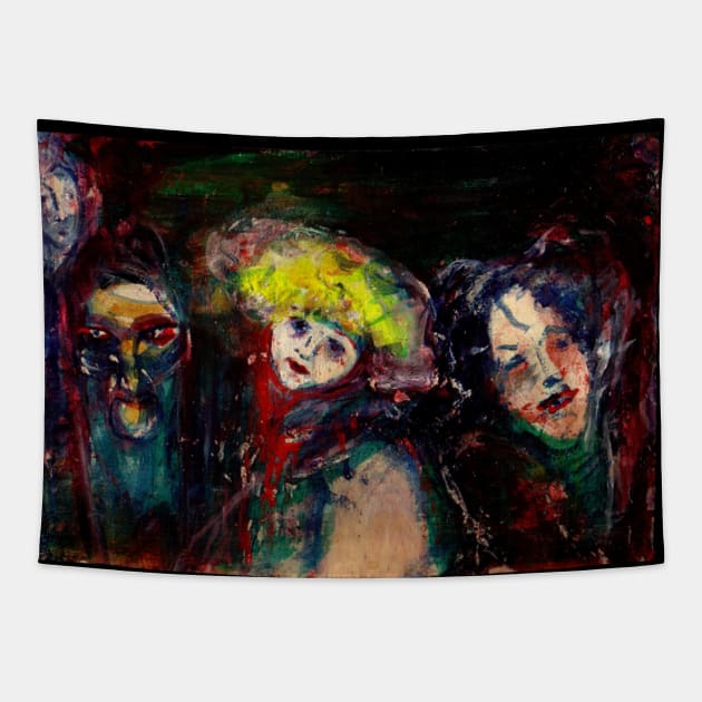 CARNIVAL NIGHT IN VENICE Venetian Masquerade Masks in Darkness Tapestry by BulganLumini