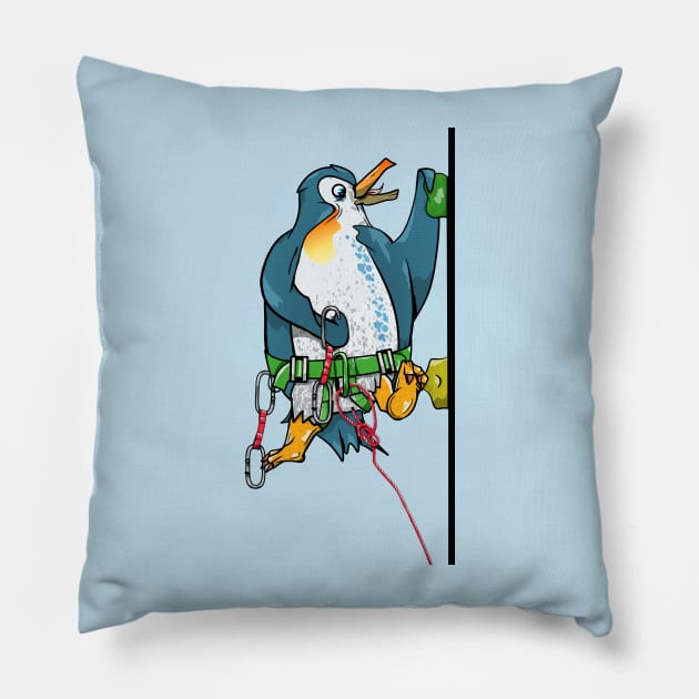 Penguin Rock climbing Pillow by mailboxdisco