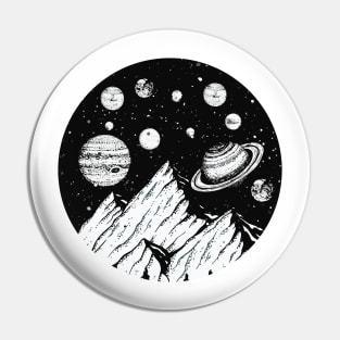 Solar System Planets Mountain Hiking Camping Universe Space Pin