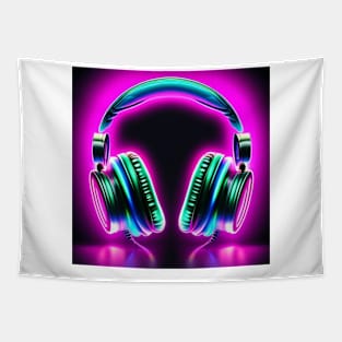 Retro Headphones Holographic Tapestry