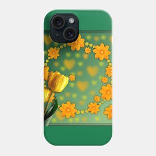 Yellow and orange flowers and hearts Phone Case