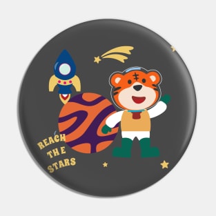 Space tiger or astronaut in a space suit with cartoon style Pin