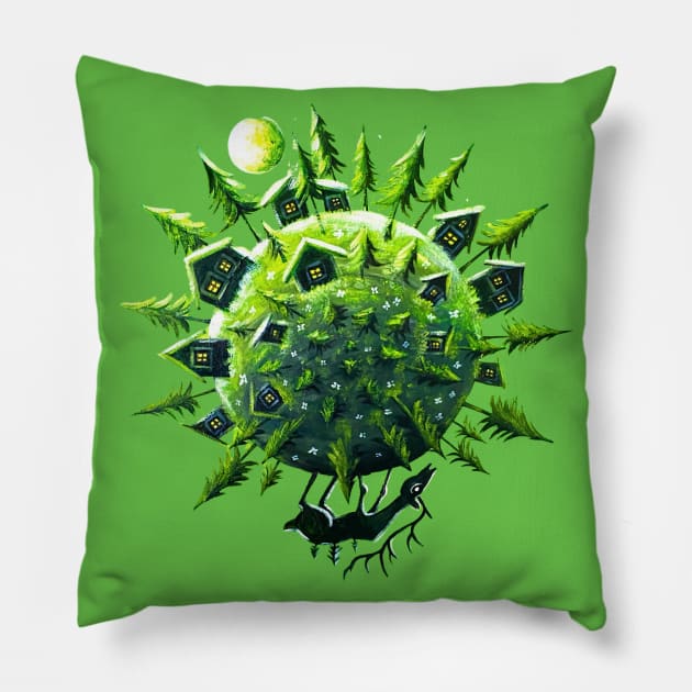 Green Globe Pillow by EYCIIR