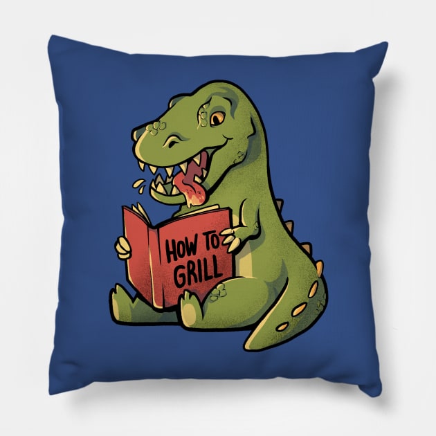 How to Grill  - Funny Cute Dino Gift Pillow by eduely