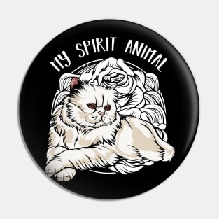 Persian Cat - My Spirit Animal - Cute Line-Art Cat Pin