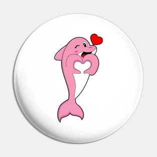 Dolphin Love Heart Pin