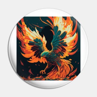 Phoenix on Fire Pop Art Pin