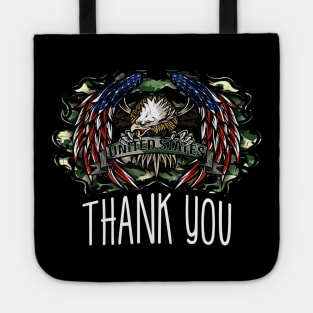 Thank You Veterans day Eagle Flag Tote