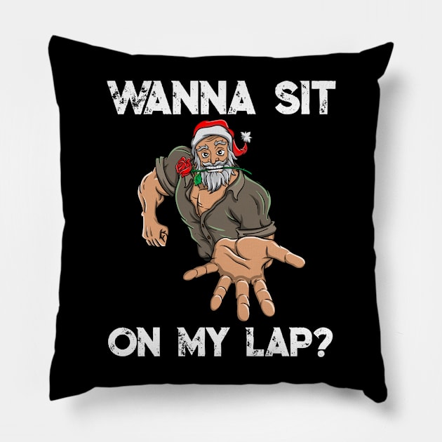 Macho Santa Claus Lewd Christmas Funny Vulgar Filthy Gift Pillow by TellingTales