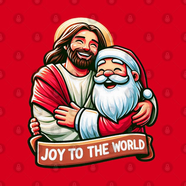 Joy To The World Jesus Santa Claus Merry Christmas by Plushism