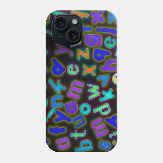 Jumbled Multi Coloured Letters Dark Phone Case by Russell102