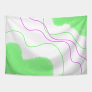 Green pink watercolor abstract art design Tapestry