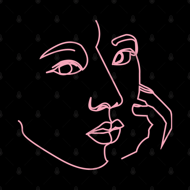 One Line Digital Art - Black pink by Teephical