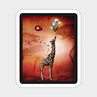 The Giraffe Travels Through Africa With Her Animal Skin Balloons Magnet