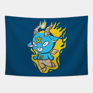 Cute Fiery Baphomet Goat God Cartoon Tapestry